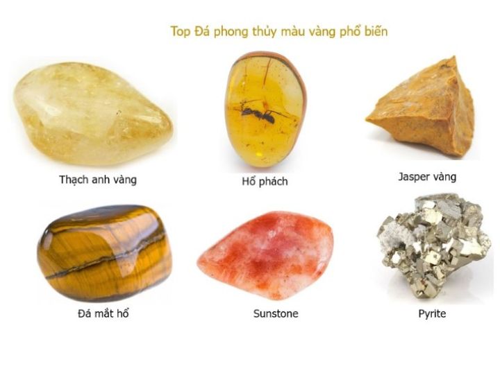 Những viên đá phong thủy màu vàng phổ biến nhất